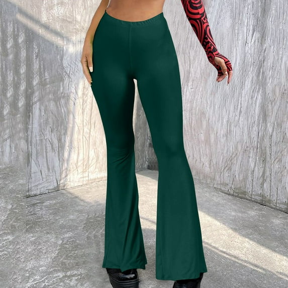 Pincandy Black Flare Leggings for Women, Crossover Yoga Pants with Pockets Bootcut Flared Leggings
