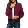 thumbnail image 1 of Pincandy Bomber Jacket Women 2025 Causal Floral Zip Up Coats Long Sleeve Stand Collar Fall Jackets Lightweight Outerwear Tops, 1 of 7