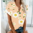 thumbnail image 1 of Pincandy Button Down Shirt Women Cotton Short Sleeve Blouses V Neck Collared Button Up Summer Beach Tops, 1 of 5