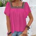 thumbnail image 1 of Pincandy Cotton Linen Tops for Women Summer Casual 3/4 Sleeve T Shirts Lightweight Ethnic Style Embroidery Blouses Tees, 1 of 7