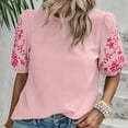 thumbnail image 1 of Pincandy Cotton Linen Tops for Women Summer Casual 3/4 Sleeve T Shirts Lightweight Ethnic Style Embroidery Blouses Tees, 1 of 7