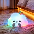 thumbnail image 1 of Pincandy Cute Cloud Silicone Night Light with Warm & RGB Color Modes - Rechargeable Soft Touch Squeeze Lamp for Bedroom, Dorm, Office Decor, Stress-Relief Sensory Accessory, Perfect Gift Idea, 1 of 7