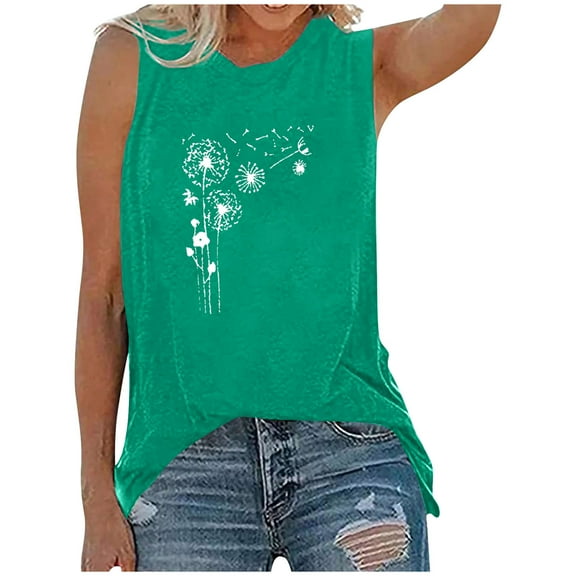 Pincandy Dandelion Shirts for Women Print Tshirts Wildflower Inspirational Summer Top
