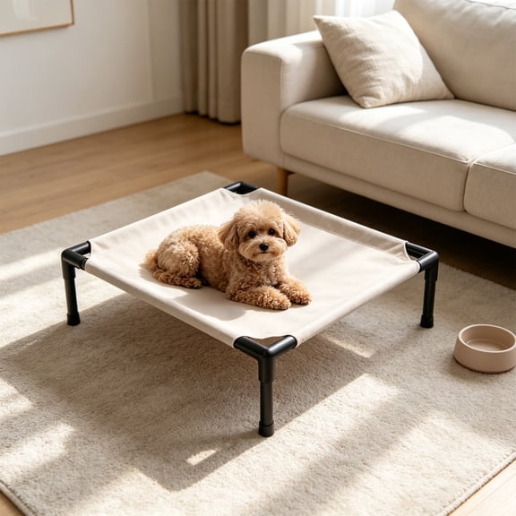 Pincandy Elevated Dog Bed - Raised Dog Cot Fits Up to 150 LBs, Heavy Duty Pet Cot with Durable Supportive Mesh, Indoor & Outdoor