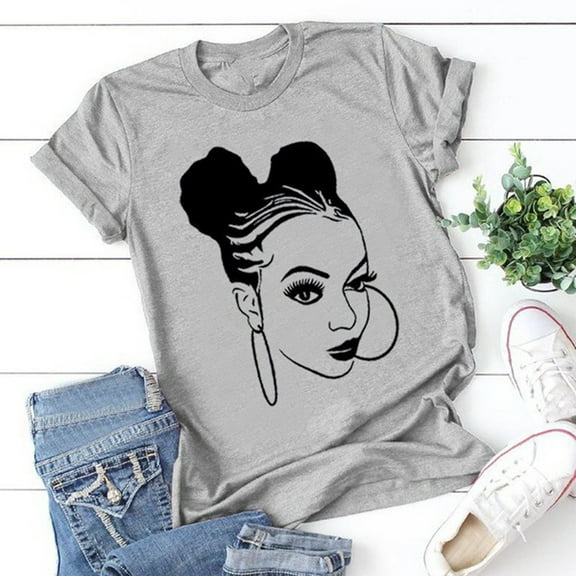 Pincandy Fashion Women's Print Graphic Cute Tee Shirt Funny T Shirt Country Music Shirt Vintage Concert Casual Tees Short Sleeve Tops,Gray,M