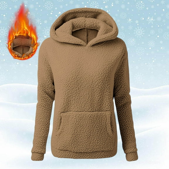 Pincandy Fleece Hoodies For Women Hooded Long Sleeve Oversized Sweatshirt With Pockets Hoodie Winter Fashion Fall