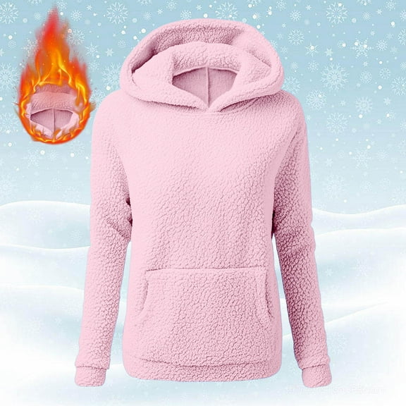 Pincandy Fleece Hoodies For Women Hooded Long Sleeve Oversized Sweatshirt With Pockets Hoodie Winter Fashion Fall
