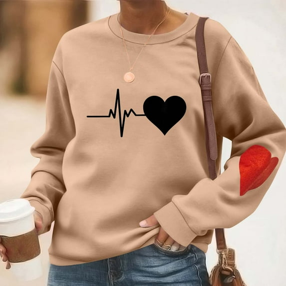 Pincandy Long Sleeve Shirts for Women Casual Crewneck Sweatshirt Trendy Loose Basic Tunic Tops