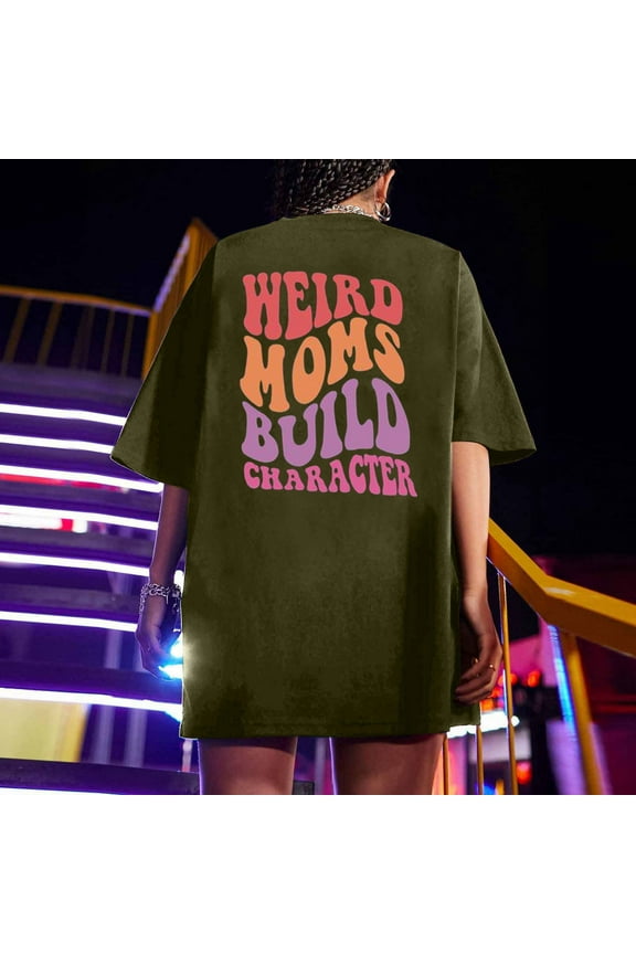 Oversized T Shirts for Women Plus Size Slogan Graphic Drop Shoulder Short Sleeve Summer Loose Pullover Tees,Army Green,M