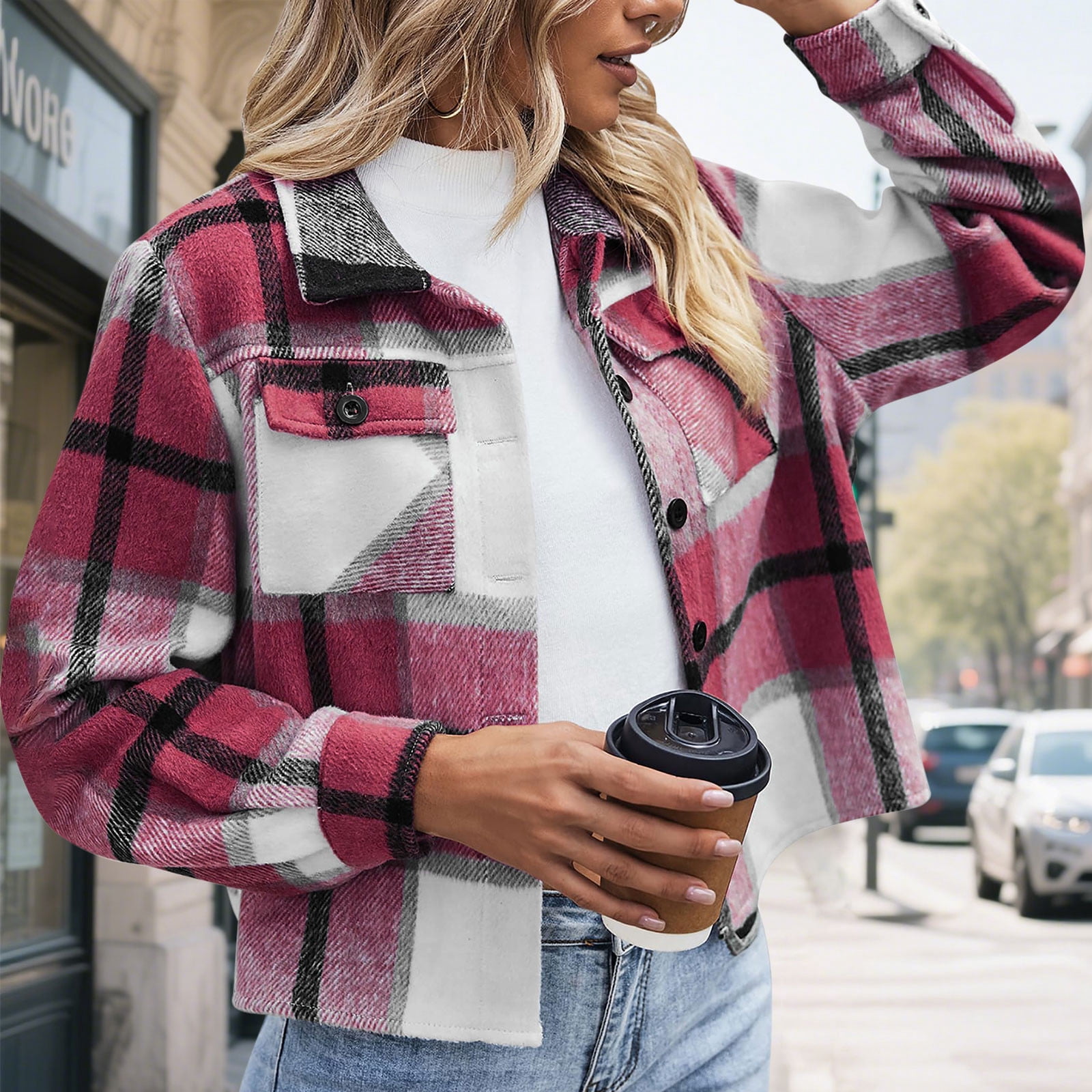 Lightweight Plaid Zip-Up Jacket main image 0