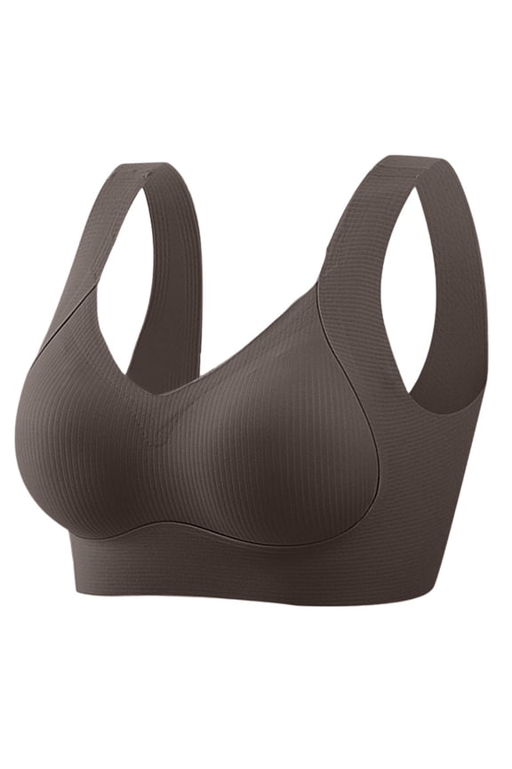 Recentof Bra for Women Ribbed No Underwire Push Up Full Coverage Adjustable Wire Free Bras