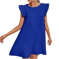 thumbnail image 1 of Pincandy Summer Dresses for Women V Neck Cap Sleeve Ruffle Hem Smock Short Dress, 1 of 7