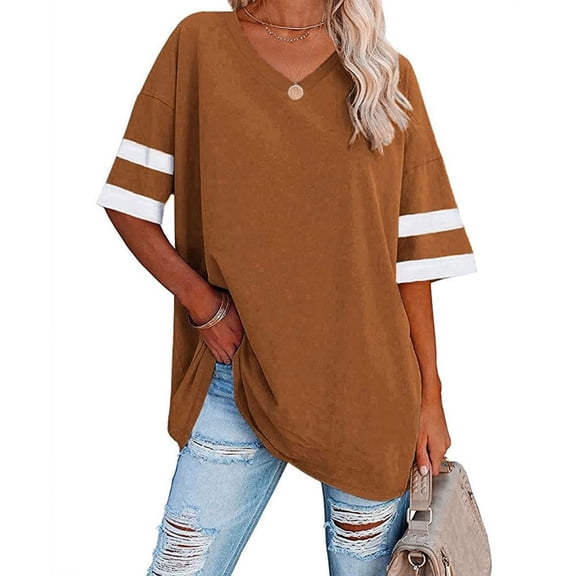 Pincandy Summer Tops for Women 2025 Trendy Short Sleeve Cotton Linen Shirt Casual V Neck Tunic Blouses