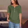 thumbnail image 1 of Pincandy Summer V Neck Solid Color T-Shirt for Women Short Sleeve Resistance Tops for Outdoor Hiking Bottom Casual Tees,Army Green,M, 1 of 6