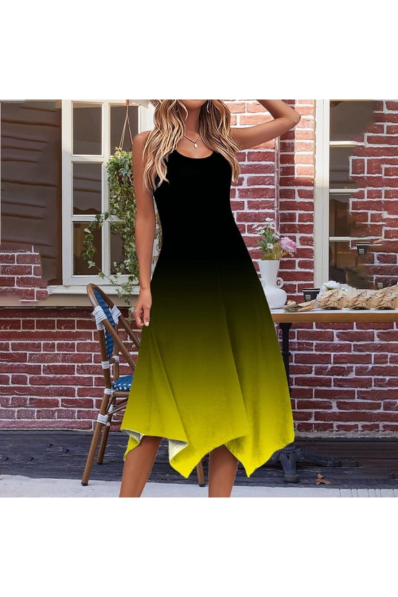 Sundresses for Women 2025 Sleeveless Cute Petite Mini Dress Tiered Summer Flowy Boho Sundress Beach Wear