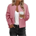 thumbnail image 1 of Pincandy Women Bomber Jacket Casual Button Down Varsity Jackets Shackets With Pockets Outwear, 1 of 6