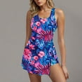 thumbnail image 1 of Pincandy Women Comfort Printed V Neck Tankini Set Ruched Tummy Control Wireless Padded Bathing Suit for Summer Beach Pool Party, 1 of 5