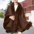 thumbnail image 1 of Pincandy Women Faux Fur Shawls Wraps Bridal Fur Stoles Cloak Coat Fur Trimmed Solid Cape Poncho for Party Wedding Bridal, 1 of 4