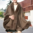 thumbnail image 1 of Pincandy Women Faux Fur Shawls Wraps Bridal Fur Stoles Cloak Coat Fur Trimmed Solid Cape Poncho for Party Wedding Bridal, 1 of 4