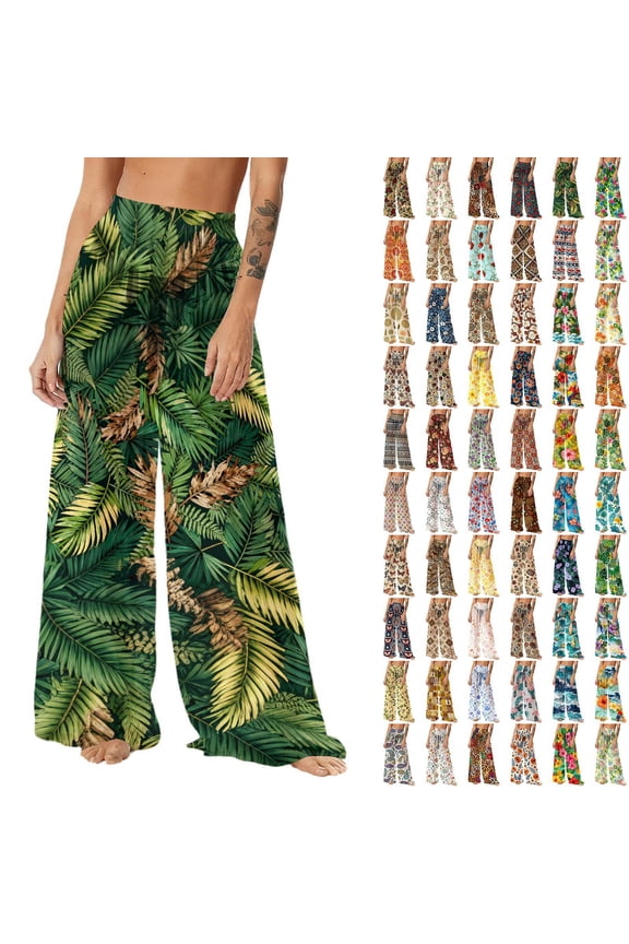 Women Mesh Boho Beach Pants See Through Sheer Swimsuit Bikini Bottom Cover up Party Elastic High Waist Wide Leg Pants