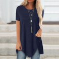thumbnail image 1 of Pincandy Women Plus Size Button Solid Round Neck Flowy Babydoll Dresses 2025 Summer Short Sleeve Swing Shift Loose Casual Mini Tunic Dress,Navy,5XL, 1 of 6