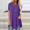 thumbnail image 1 of Pincandy Women Plus Size Button Solid Round Neck Flowy Babydoll Dresses 2025 Summer Short Sleeve Swing Shift Loose Casual Mini Tunic Dress,Purple,L, 1 of 6
