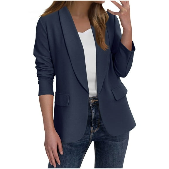 Pincandy Women Plus Size Casual Blazer Open Front Long Sleeve Work Office Cardigan Jackets