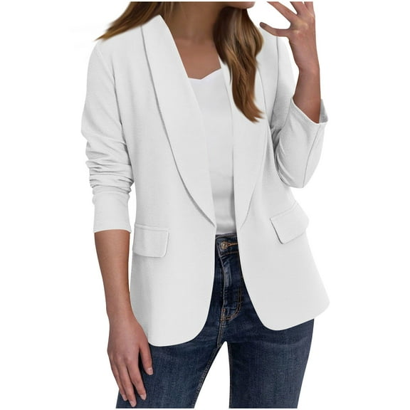 Pincandy Women Plus Size Casual Blazer Open Front Long Sleeve Work Office Cardigan Jackets