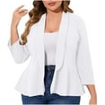 thumbnail image 1 of Pincandy Women Plus Size Casual Blazer Open Front Long Sleeve Work Office Cardigan Jackets, 1 of 6