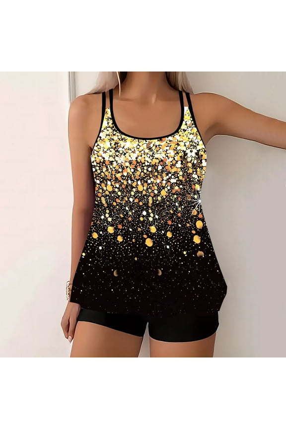 Women Plus Size Printed Modest Two Piece Bikini Set Wireless Padded Comfortable Bathing Suit for Summer Beach Pool Party Wear