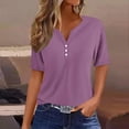 thumbnail image 1 of Pincandy Women'S T-Shirts Button Down Tunic Tops Short Sleeve Floral Blouse Henley V Neck Summer Clothes, 1 of 5