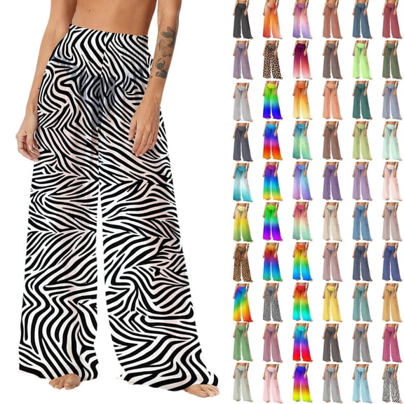 Pincandy Women See Through Sheer Mesh Pants Beach Swimsuit Bikini Bottom Cover up Party Club Elastic High Waist Wide Leg Pants