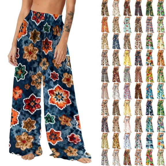 Pincandy Women See Through Sheer Mesh Pants Beach Swimsuit Bikini Bottom Cover up Party Club Elastic High Waist Wide Leg Pants