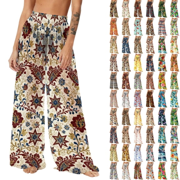 Pincandy Women See Through Sheer Mesh Pants Beach Swimsuit Bikini Bottom Cover up Party Club Elastic High Waist Wide Leg Pants