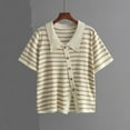 thumbnail image 1 of Pincandy Women Shirts Button Down Cotton Short Sleeve Blouses V Neck Collared Button-up Tops, 1 of 7