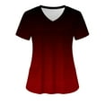 thumbnail image 1 of Pincandy Women Short Sleeve Scrubs V Neck Printed Scrub Tops Soft Knit Nurse Uniform Shirts Working Uniform Printing Pocket Blouse Tops,Red,L, 1 of 7