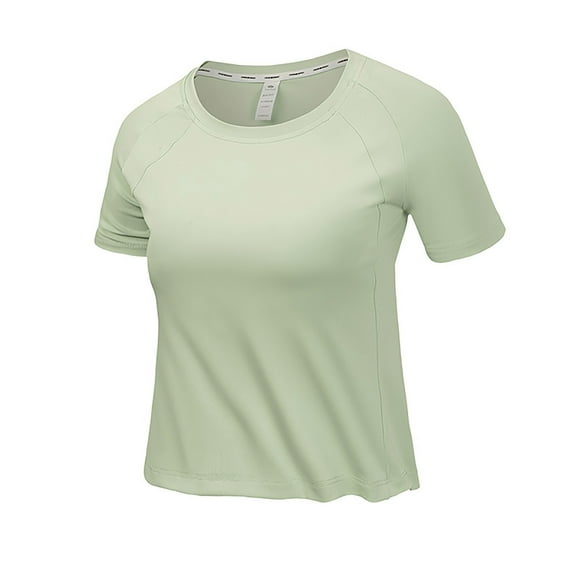 Pincandy Women Short Sleeve T Shirts Basic Tees Cropped Tshirts Casual Summer Tops Crewneck Plain Petite Tops,Green,3XL