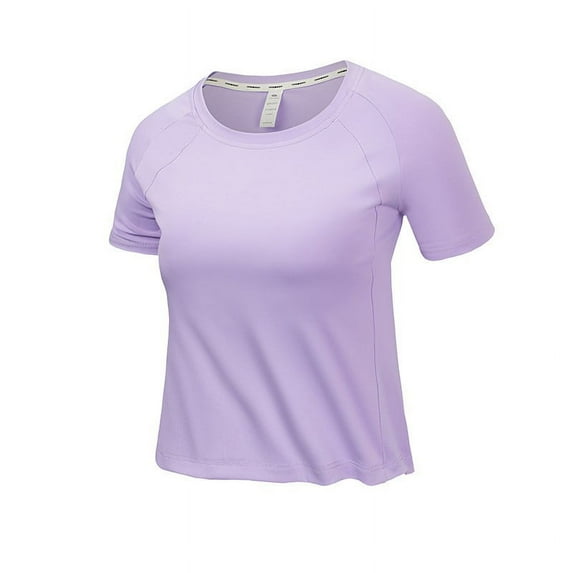 Pincandy Women Short Sleeve T Shirts Basic Tees Cropped Tshirts Casual Summer Tops Crewneck Plain Petite Tops,Purple,XL