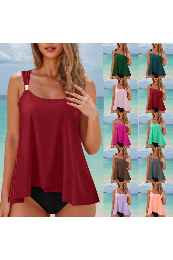 Women Solid Color Two Piece Bikini Set Wireless Padded Backless Cheeky Bottoms Bathing Suit for Beach Vacation Pool Leisure Activities