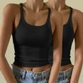 thumbnail image 1 of Pincandy Women's 2PC Sleeveless Tank Top Form Fitting Scoop Neck Ribbed Knit Basic Cami Shirts, 1 of 6