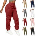 thumbnail image 1 of Pincandy Women's Casual Cargo Pants - Ruched Elastic Waist, Multi-Pockets, Loose Fit for Hiking & Outdoor Activities, 1 of 7