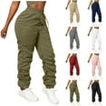 thumbnail image 1 of Pincandy Women's Casual Cargo Pants - Ruched Elastic Waist, Multi-Pockets, Loose Fit for Hiking & Outdoor Activities, 1 of 7