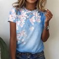 thumbnail image 1 of Pincandy Women's Casual Loose Floral Print Crewneck Printed Short Sleeve T-Shirt Tops,Sky Blue,M, 1 of 8