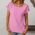 thumbnail image 1 of Pincandy Women's Casual Solid V Neck Loose Striped Short Sleeved T-shirt Top Summer Tops Cute Neck Tops Loose Dressy Casual Shirts Cap,Pink,2XL, 1 of 7