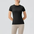 thumbnail image 1 of Pincandy Women's Crewneck Slim Fitted Short Sleeve T-Shirt Stretchy Bodycon Basic Tee Tops, 1 of 6