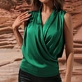 thumbnail image 1 of Pincandy Women's Elegant Satin Wrap V Neck Sleeveless Tank Blouse Tee Top, 1 of 7