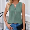 thumbnail image 1 of Pincandy Women's Fashion Short Sleeve-Neck Tank Tops Summer Sleeveless Henley T-Shirts Tops Casual Button Down Tunics Shirts,Green,L, 1 of 5
