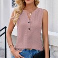 thumbnail image 1 of Pincandy Women's Fashion Short Sleeve-Neck Tank Tops Summer Sleeveless Henley T-Shirts Tops Casual Button Down Tunics Shirts,Pink,S, 1 of 5