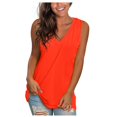 thumbnail image 1 of Pincandy Women's Fashion Solid Loose Sleeveless-Neck T-shirt Pullover Summer Deep V Neck Tank Top Loose Fit Flowy Sleeveless Shirt,Orange,3XL, 1 of 4