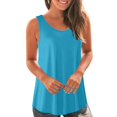thumbnail image 1 of Pincandy Women's Fashion Solid Vest Round-Neck Tunics Tank Tops Sleeveless Loose Fit T-Shirt with Flare Hem Comfy Swing Blouse,Sky Blue,XL, 1 of 5